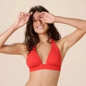 J. Crew Red DD Halter Tie Back Bikini Top - Small- NWT
